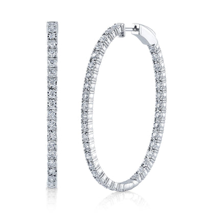 2.17CT 14K W/G DIAMOND OVAL HOOP EARRING