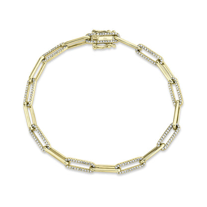 0.74CT 14K Y/G DIAMOND PAPER CLIP LINK BRACELET