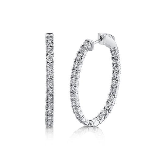 1.50CT 14K W/G DIAMOND OVAL HOOP EARRING