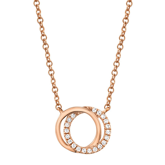 0.07CT 14K R/G DIAMOND LOVE KNOT CIRCLE NECKLACE