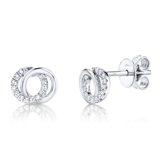 0.09CT 14K W/G DIAMOND LOVE KNOT CIRCLE STUD EARRING