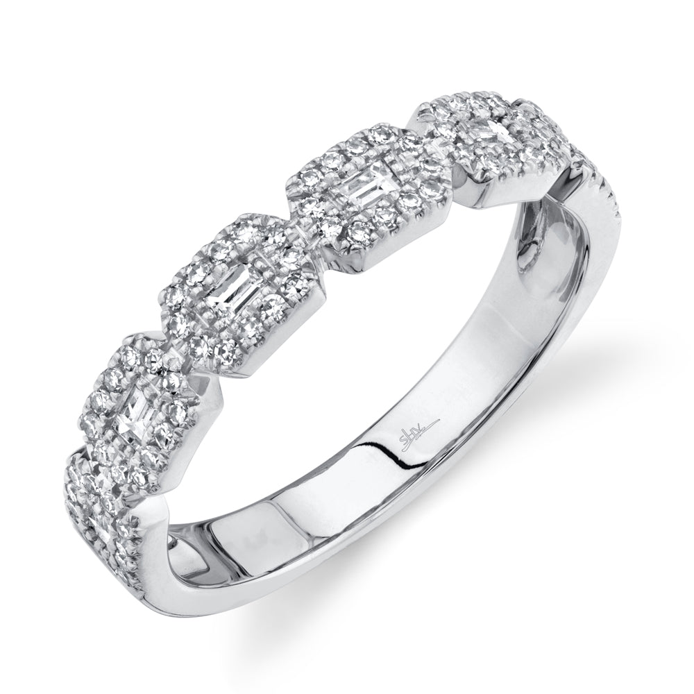 0.46CT 14K W/G DIAMOND BAGUETTE RING SZ 6