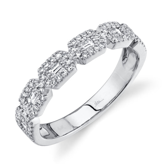 0.46CT 14K W/G DIAMOND BAGUETTE RING SZ 6