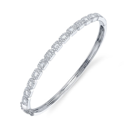 0.86CT 14K W/G DIAMOND BAGUETTE BANGLE
