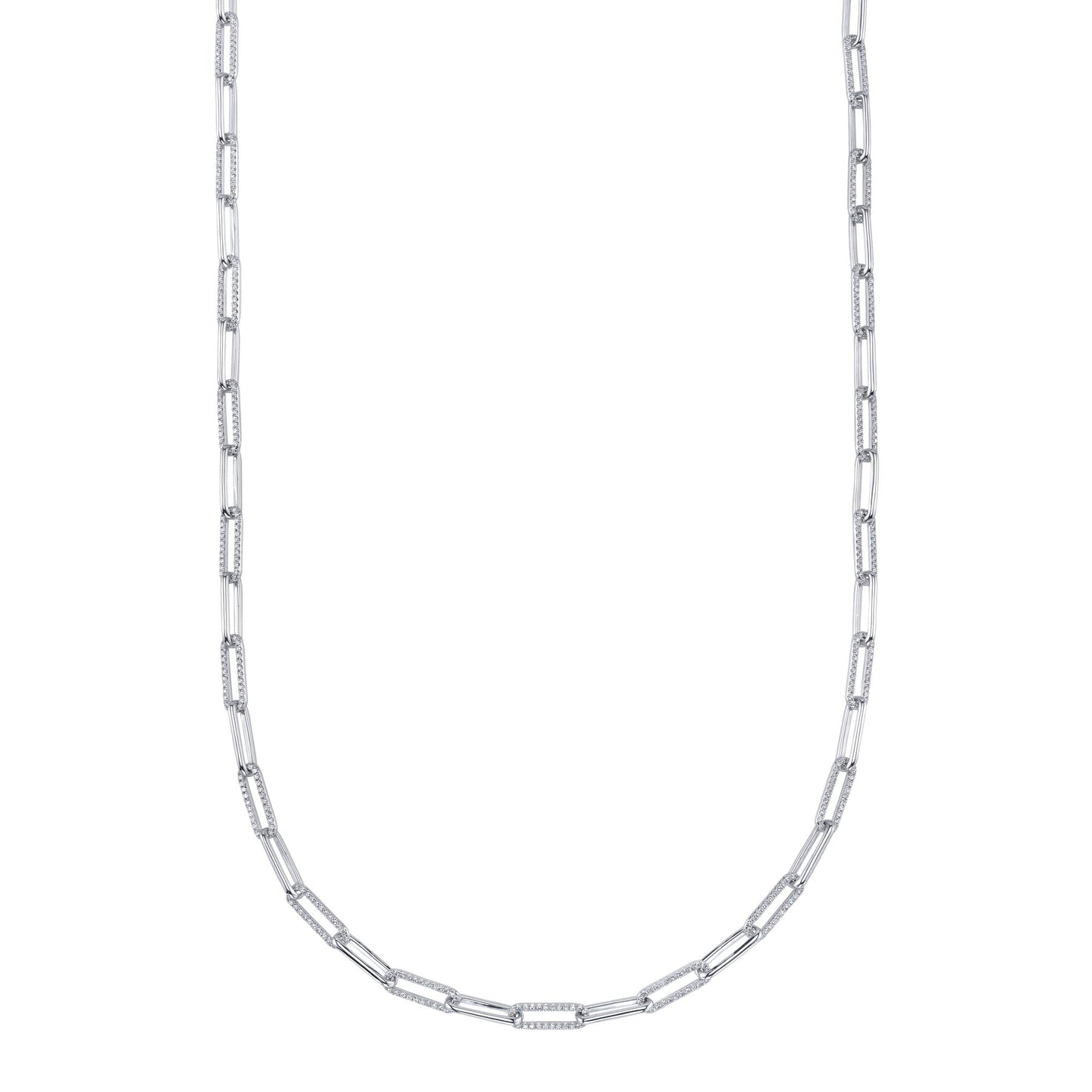 1.36CT 14K W/G DIAMOND PAPER CLIP LINK NECKLACE