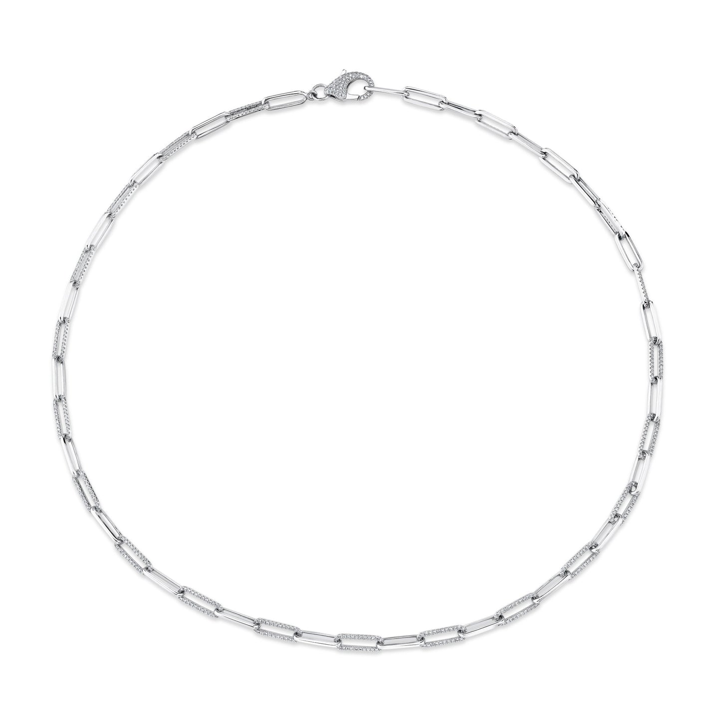 1.36CT 14K W/G DIAMOND PAPER CLIP LINK NECKLACE