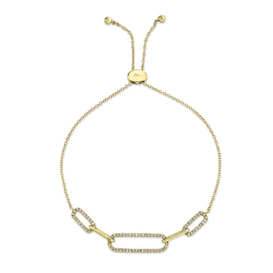 0.24CT 14K Y/G DIAMOND PAPER CLIP LINK BOLO BRACELET