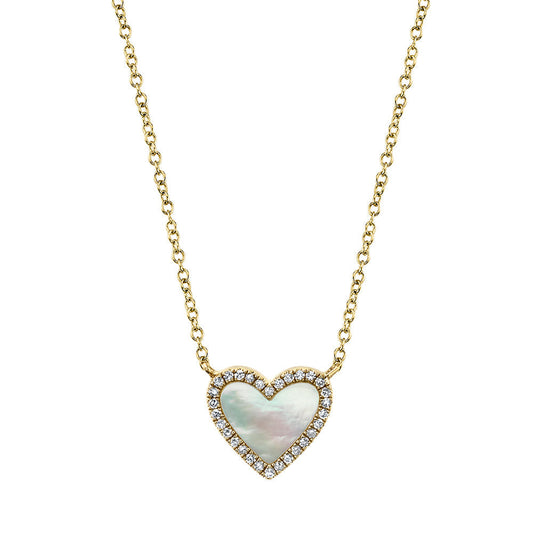 0.09CT DIAMOND & 0.56CT MOTHER OF PEARL HEART NECKLACE