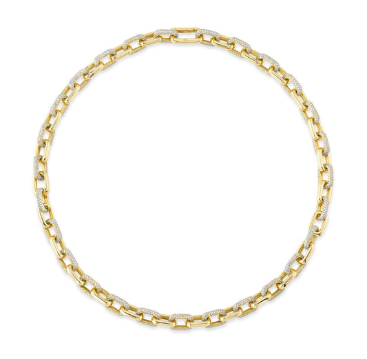 8.72CT 14K Y/G DIAMOND PAVE LINK NECKLACE