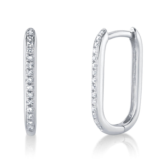 0.08CT 14K W/G DIAMOND OVAL HOOP EARRING