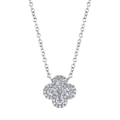 0.41CT 14K W/G DIAMOND PEAR CLOVER NECKLACE