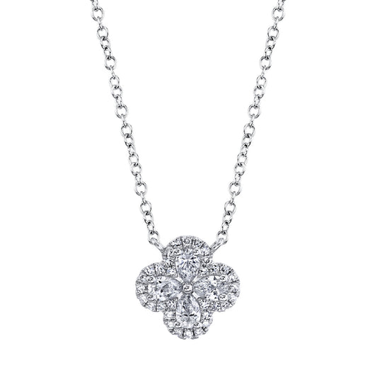 0.41CT 14K W/G DIAMOND PEAR CLOVER NECKLACE