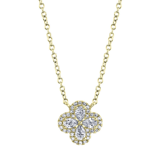 0.41CT 14K Y/G DIAMOND PEAR CLOVER NECKLACE