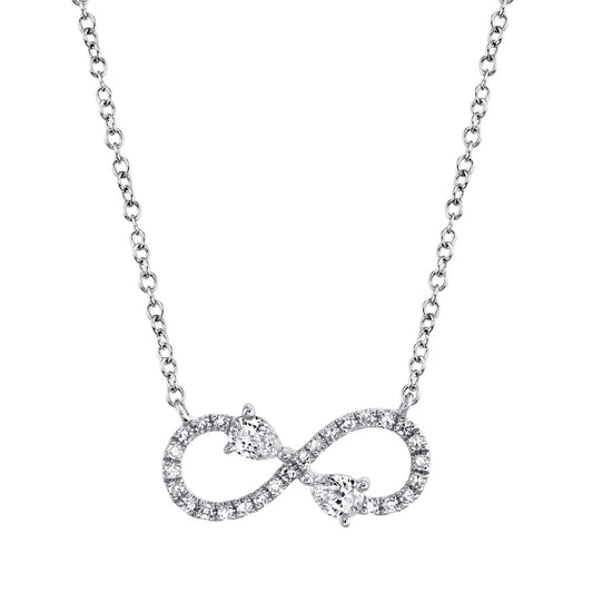 0.22CT 14K W/G DIAMOND PEAR INFINITY NECKLACE