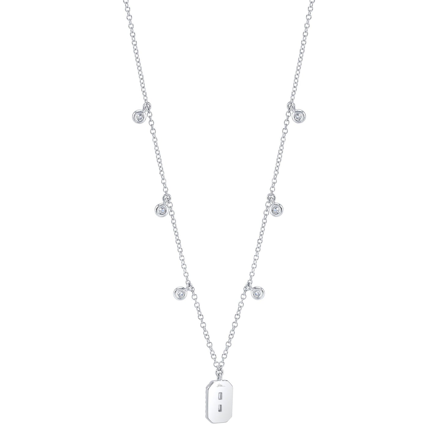 0.20CT 14K W/G DIAMOND BEZEL BAGUETTE NECKLACE