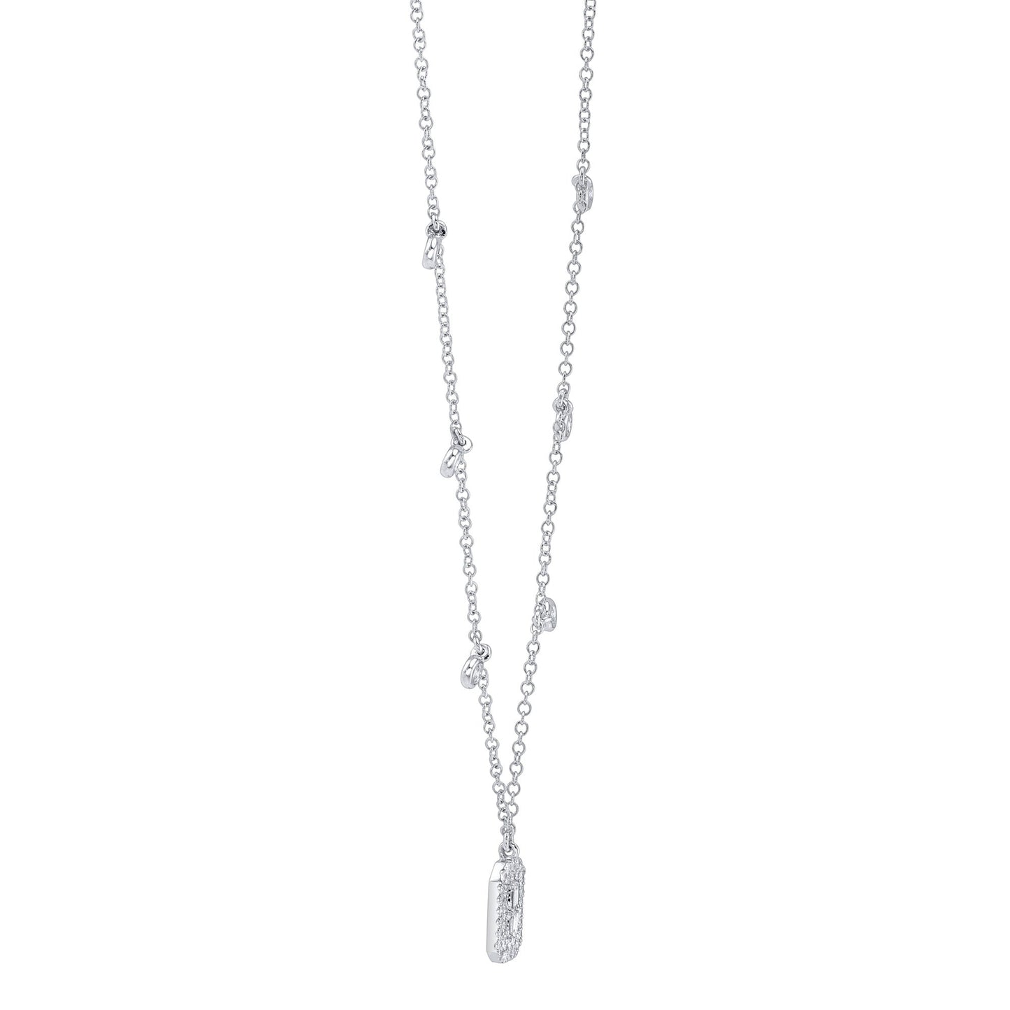0.20CT 14K W/G DIAMOND BEZEL BAGUETTE NECKLACE