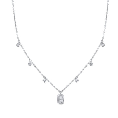 0.20CT 14K W/G DIAMOND BEZEL BAGUETTE NECKLACE