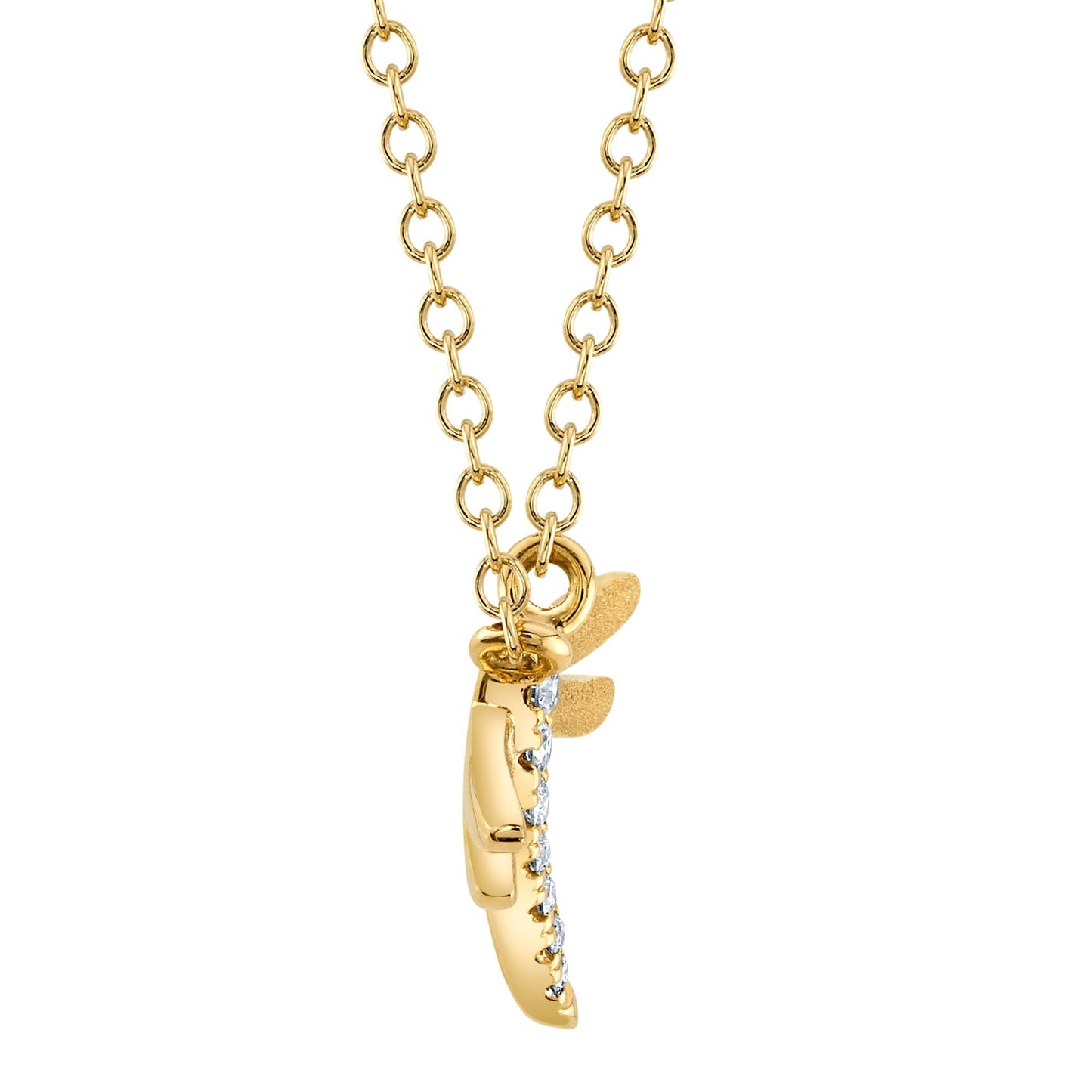 0.03CT 14K Y/G DIAMOND DRAGONFLY MATTE NECKLACE