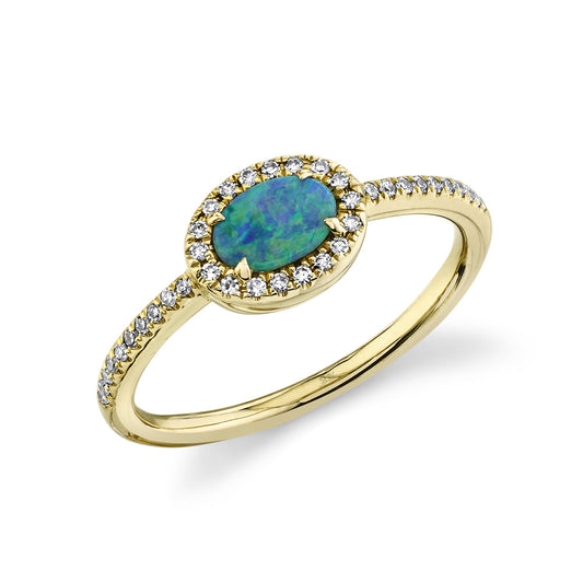 0.12CT DIAMOND & 0.33CT OPAL RING