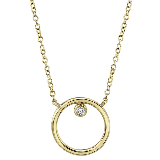 0.03CT 14K Y/G DIAMOND BEZEL CIRCLE NECKLACE