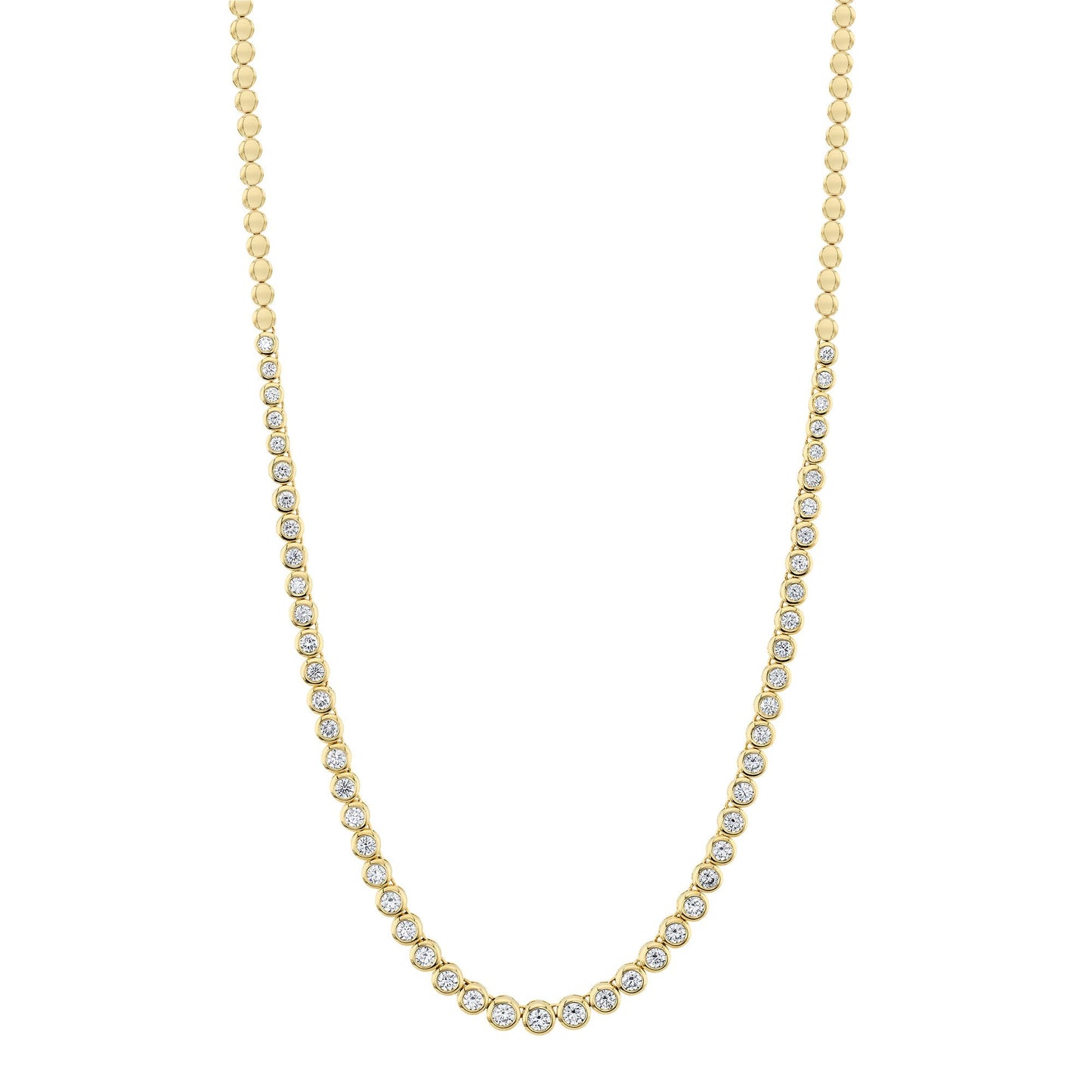 3.53CT 14K Y/G DIAMOND BEZEL TENNIS NECKLACE