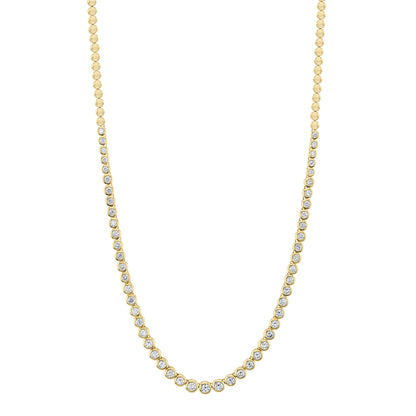 3.53CT 14K Y/G DIAMOND BEZEL TENNIS NECKLACE