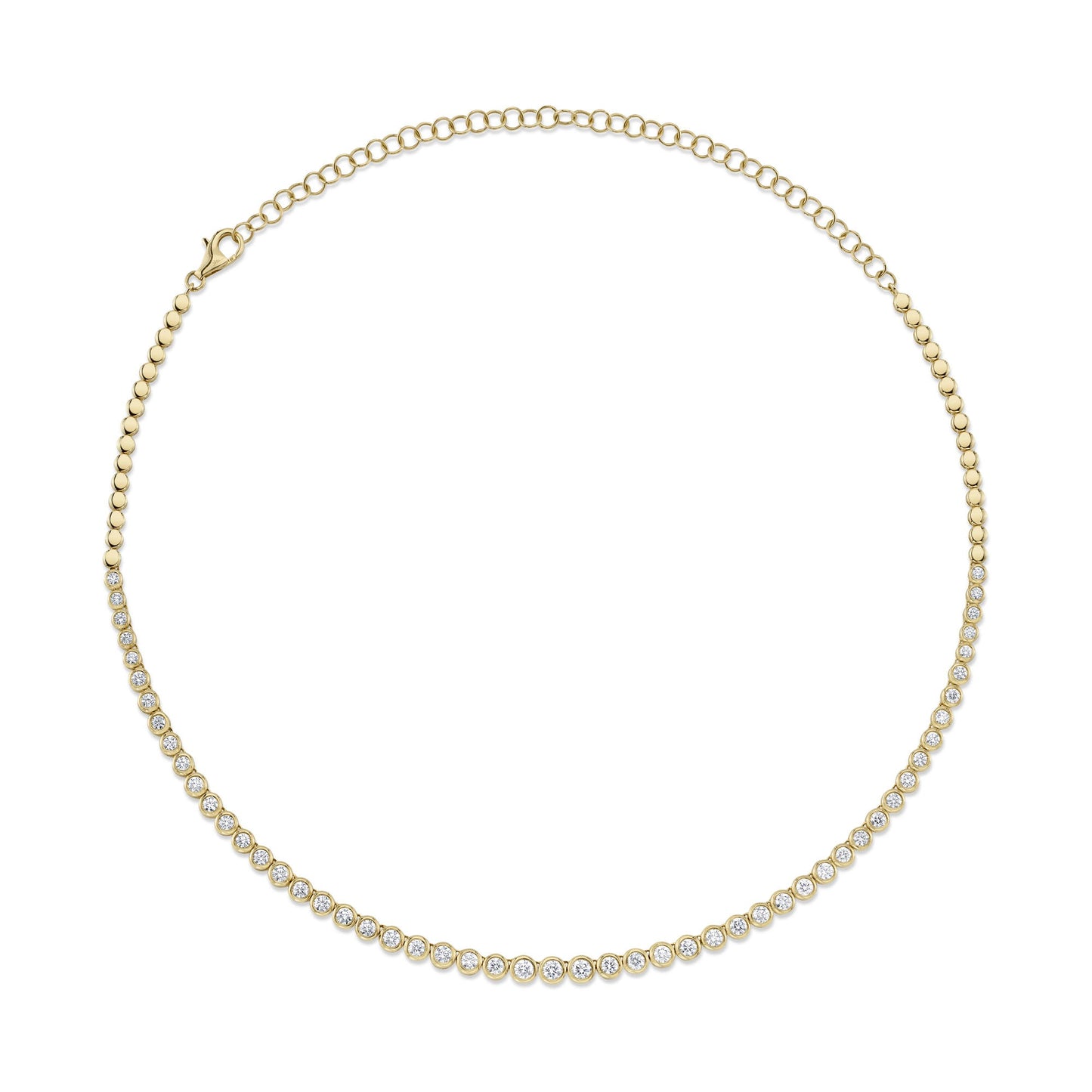 3.53CT 14K Y/G DIAMOND BEZEL TENNIS NECKLACE