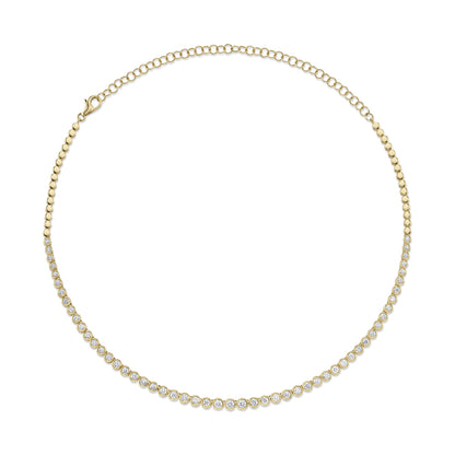 3.53CT 14K Y/G DIAMOND BEZEL TENNIS NECKLACE