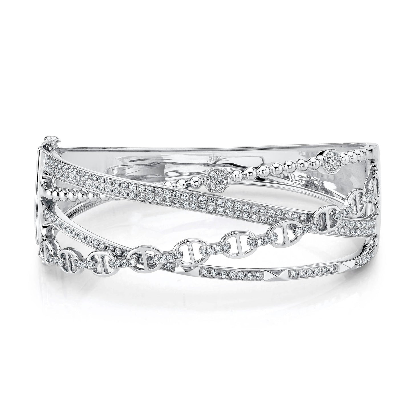 1.62CT 14K W/G DIAMOND LINK BRIDGE BANGLE