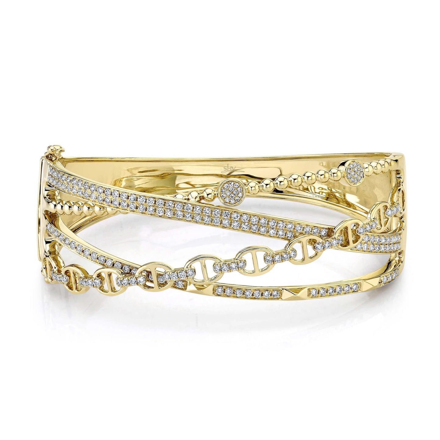 1.62CT 14K Y/G DIAMOND LINK BRIDGE BANGLE