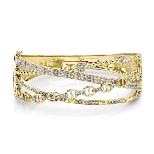 1.62CT 14K Y/G DIAMOND LINK BRIDGE BANGLE