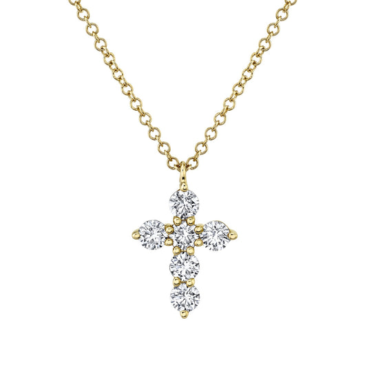0.50CT 14K Y/G DIAMOND CROSS NECKLACE