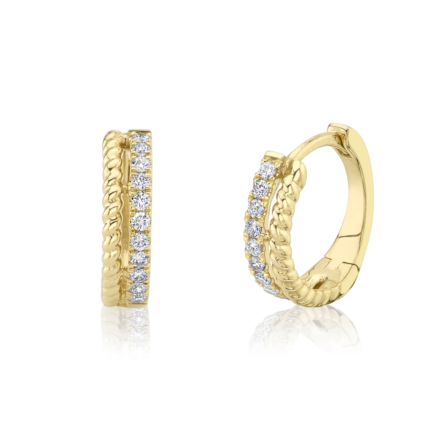 0.19CT 14K Y/G DIAMOND HUGGIE EARRING