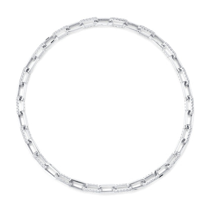 13.01CT DIAMOND PAVE PAPER CLIP LINK NECKLACE
