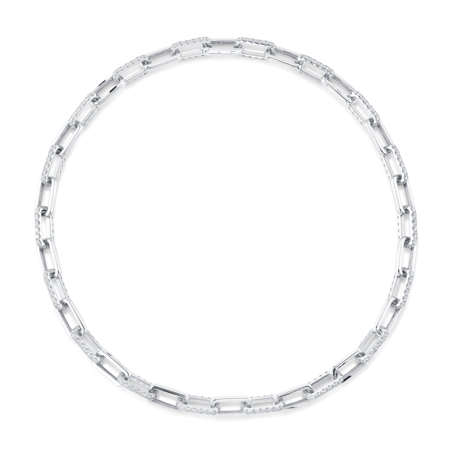 13.01CT 14K W/G DIAMOND PAVE PAPER CLIP LINK NECKLACE