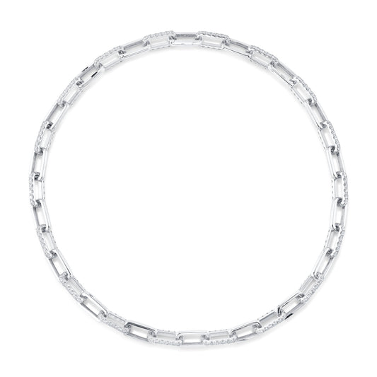 13.01CT 14K W/G DIAMOND PAVE PAPER CLIP LINK NECKLACE