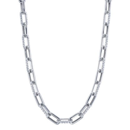 13.01CT 14K W/G DIAMOND PAVE PAPER CLIP LINK NECKLACE