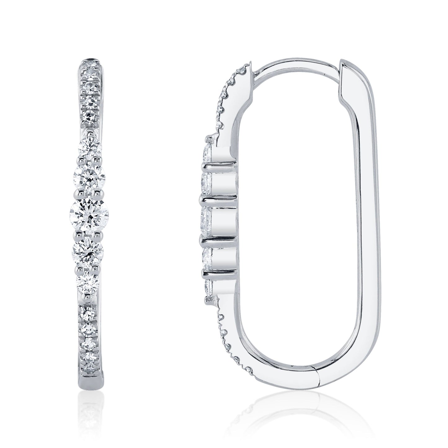 0.29CT 14K W/G DIAMOND OVAL HOOP EARRING