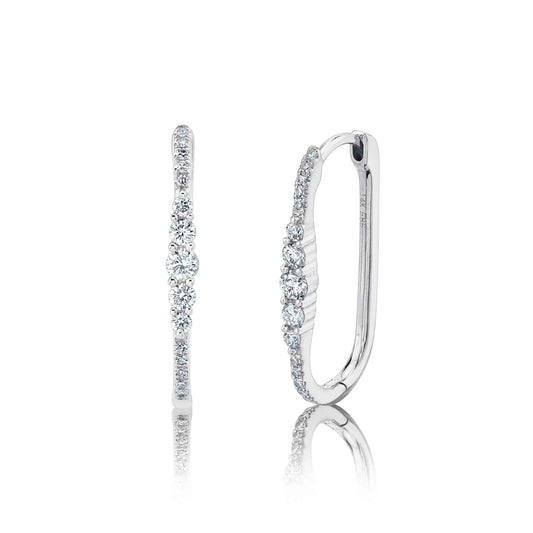 0.29CT 14K W/G DIAMOND OVAL HOOP EARRING