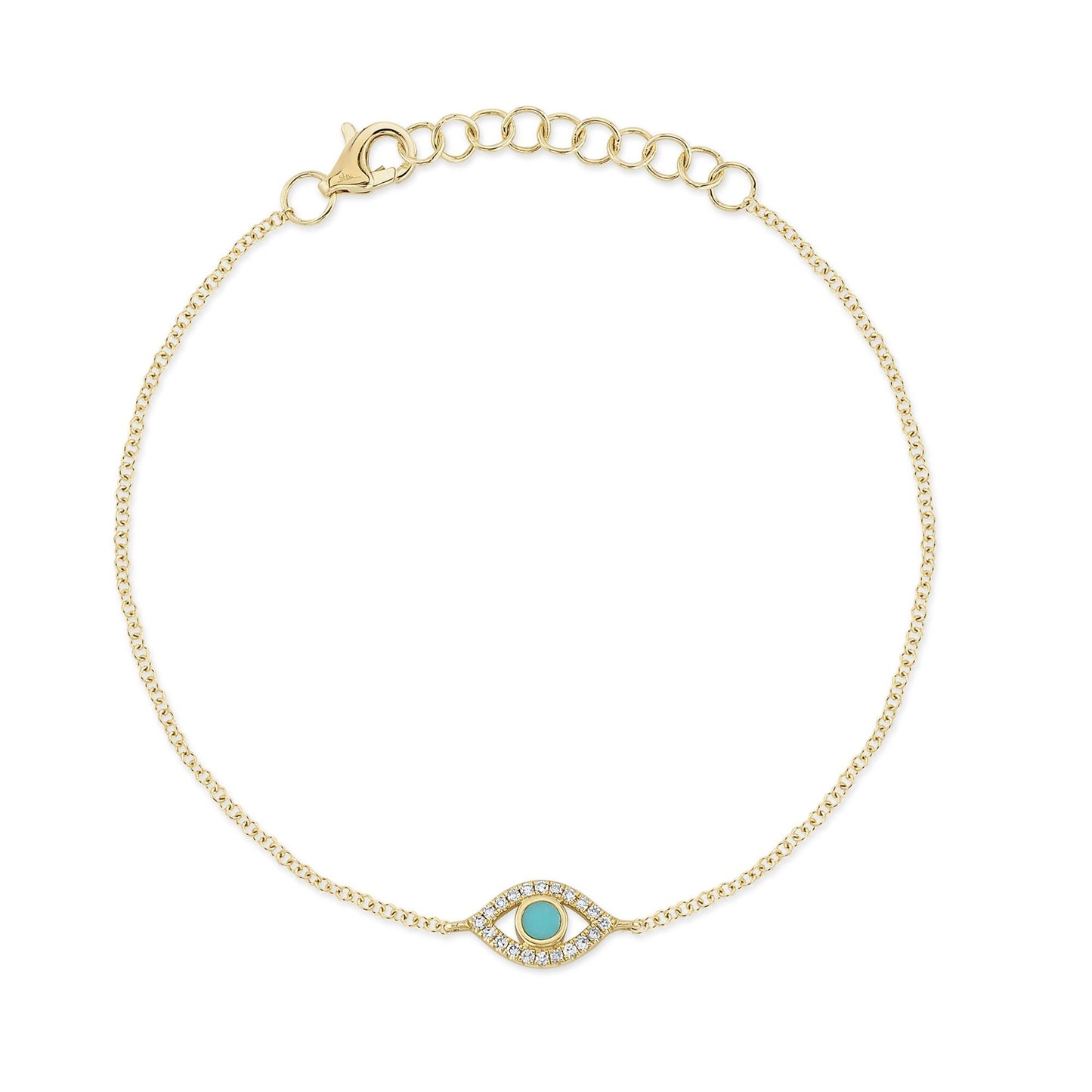 0.06CT DIAMOND & 0.07CT COMPOSITE TURQUOISE EYE BRACELET