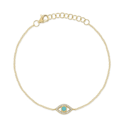 0.06CT DIAMOND & 0.07CT COMPOSITE TURQUOISE EYE BRACELET