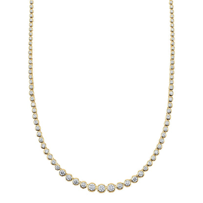 5.70CT 14K Y/G DIAMOND BEZEL TENNIS NECKLACE