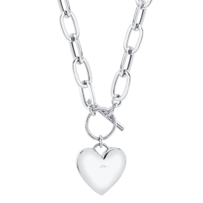 0.50CT 14K W/G DIAMOND PAVE HEART PAPER CLIP LINK NECKLACE