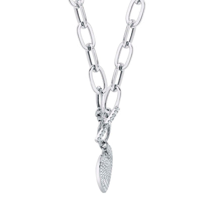 0.50CT DIAMOND PAPER CLIP LINK PAVE HEART NECKLACE
