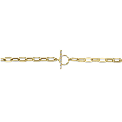 0.13CT 14K Y/G DIAMOND PAPER CLIP LINK  NECKLACE