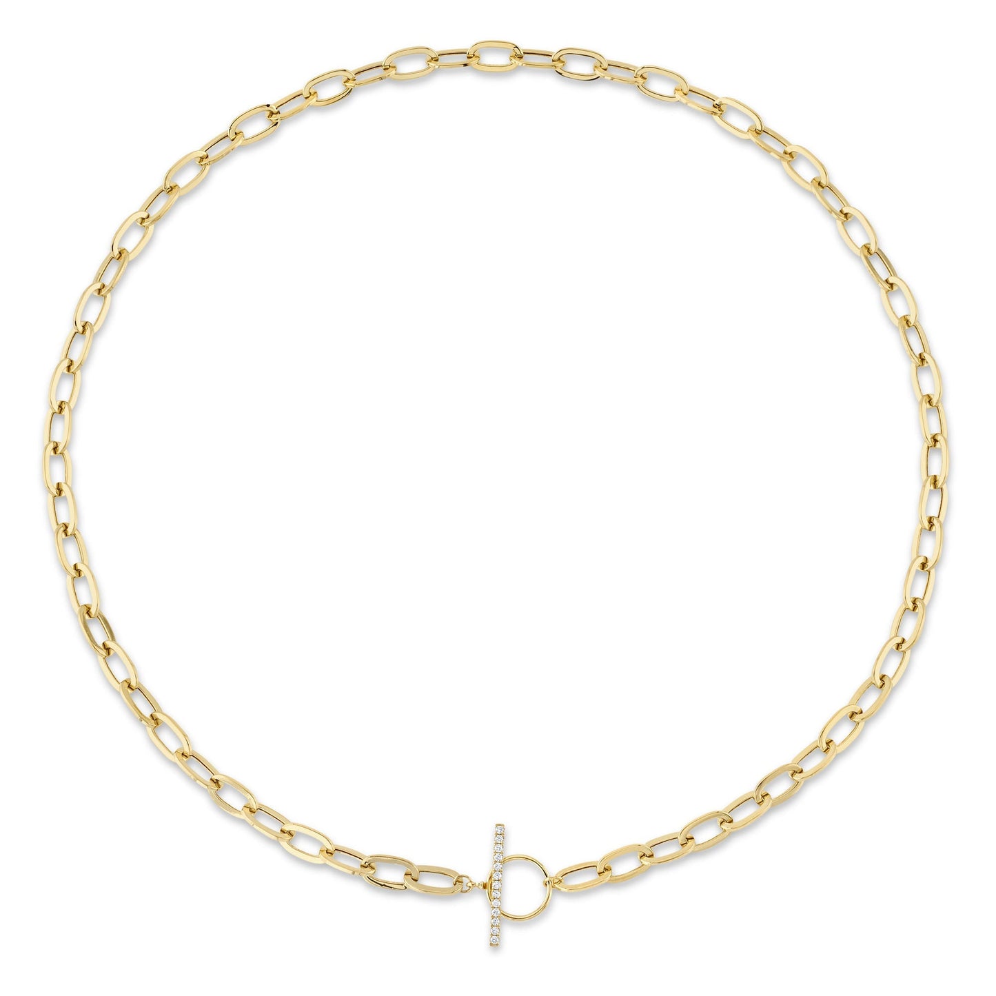 0.13CT 14K Y/G DIAMOND PAPER CLIP LINK  NECKLACE