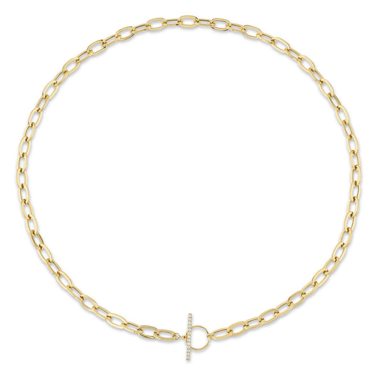 0.13CT 14K Y/G DIAMOND PAPER CLIP LINK  NECKLACE