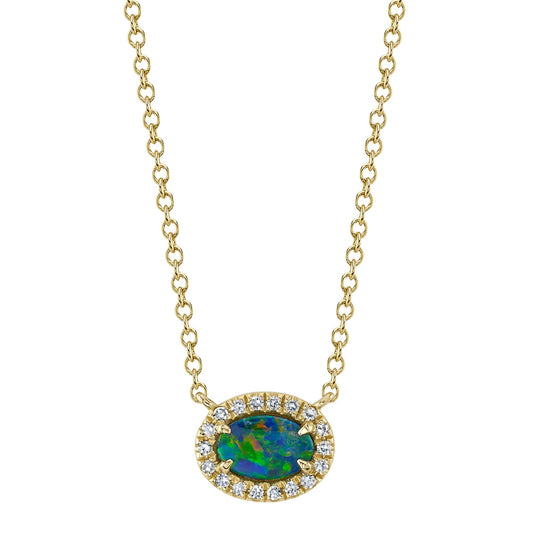 0.05CT DIAMOND & 0.33CT OPAL NECKLACE