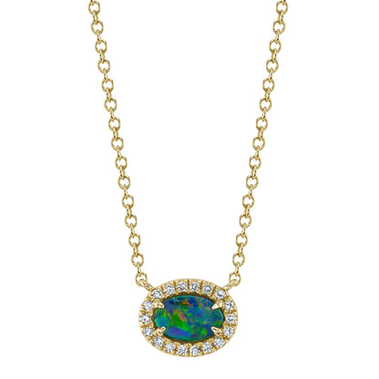 0.05CT DIAMOND & 0.33CT OPAL NECKLACE