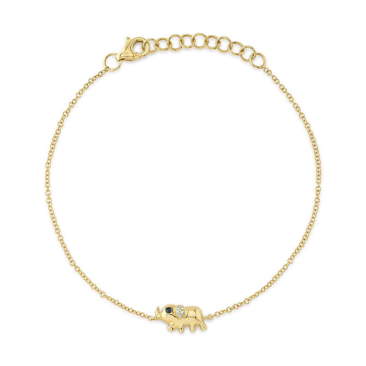 0.02CT 14K Y/G BLACK & WHITE DIAMOND ELEPHANT BRACELET